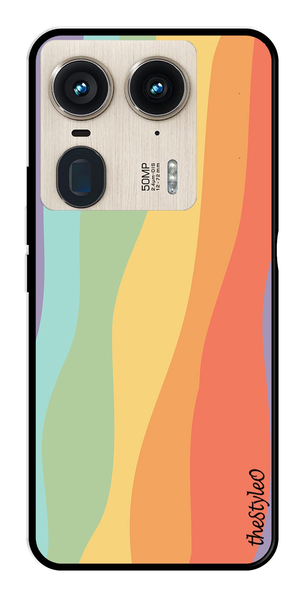 Muted Rainbow Metal Mobile Case for Moto Edge 50 Ultra 5G (Design No -02)