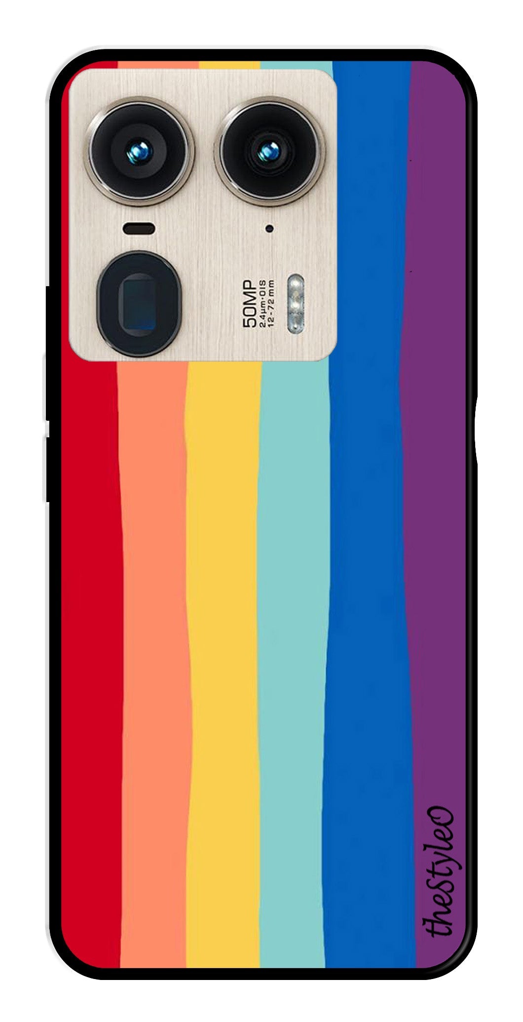 Rainbow MultiColor Metal Mobile Case for Moto Edge 50 Ultra 5G (Design No -03)