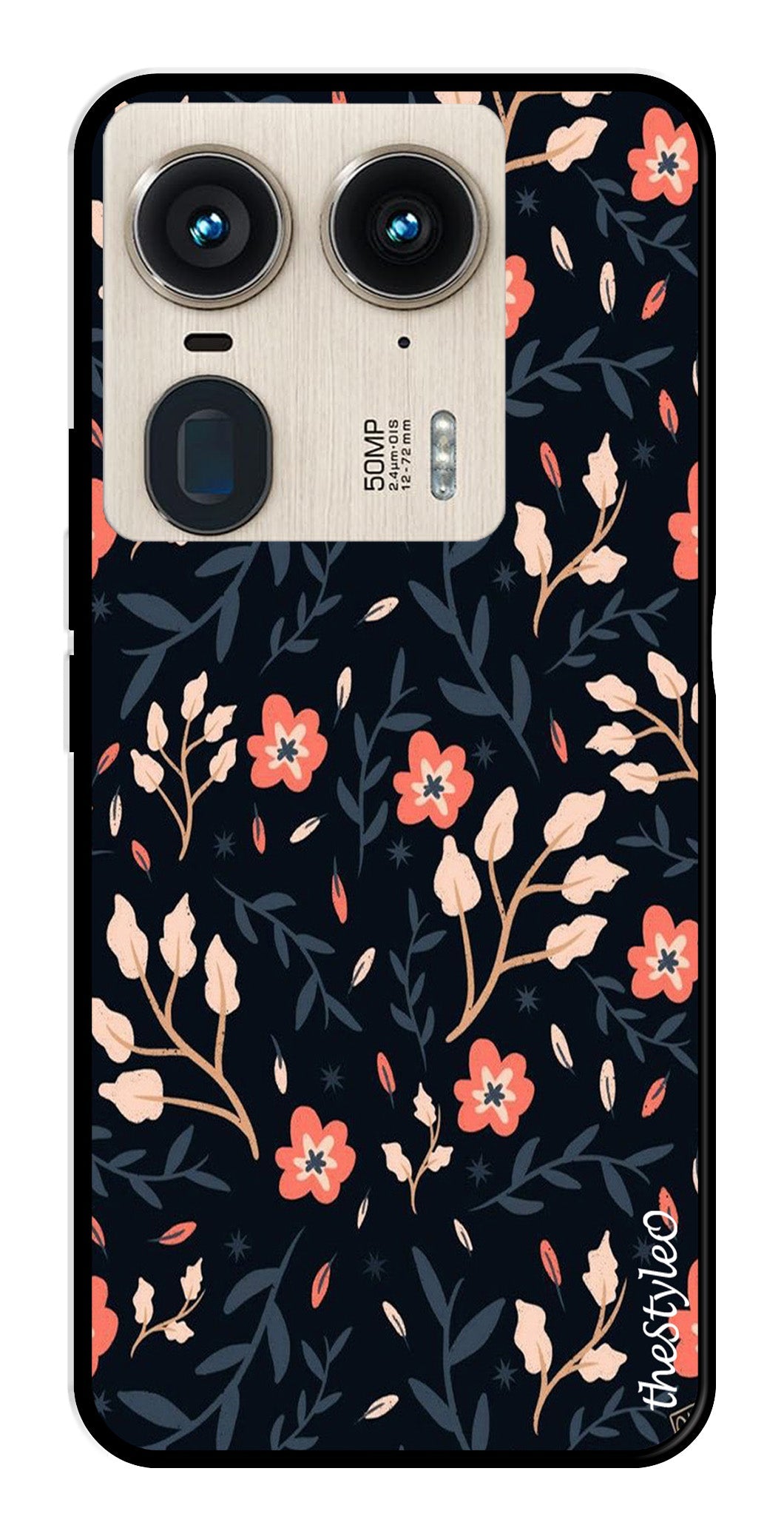 Floral Pattern Metal Mobile Case for Moto Edge 50 Ultra 5G (Design No -10)