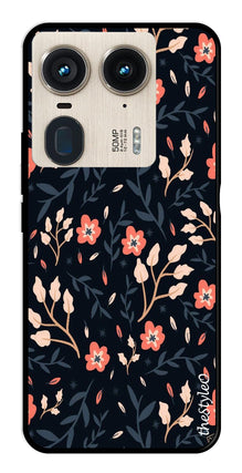 Floral Pattern Metal Mobile Case for Moto Edge 50 Ultra 5G