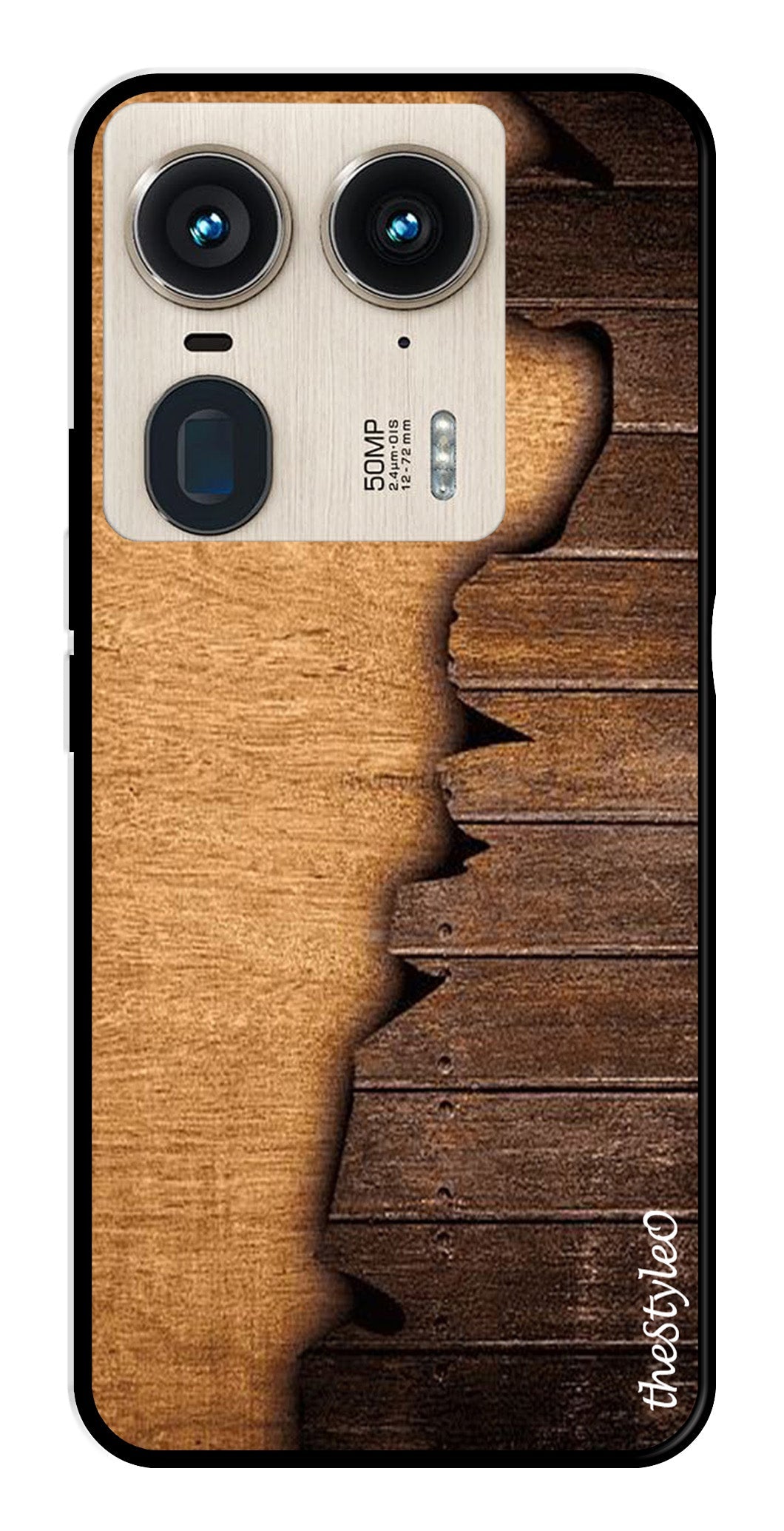 Wooden Design Metal Mobile Case for Moto Edge 50 Ultra 5G (Design No -13)