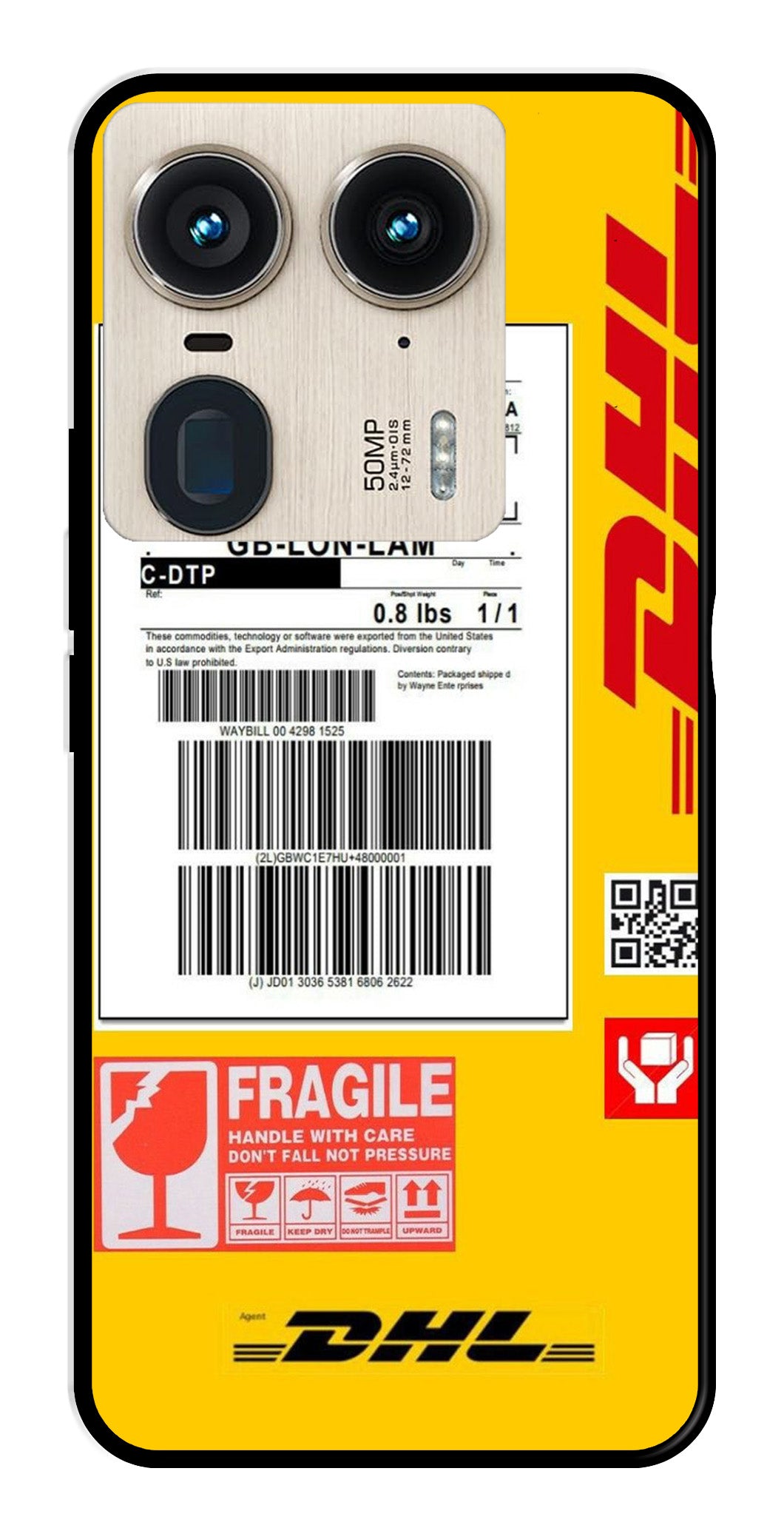 DHL Label Metal Mobile Case for Moto Edge 50 Ultra 5G (Design No -61)