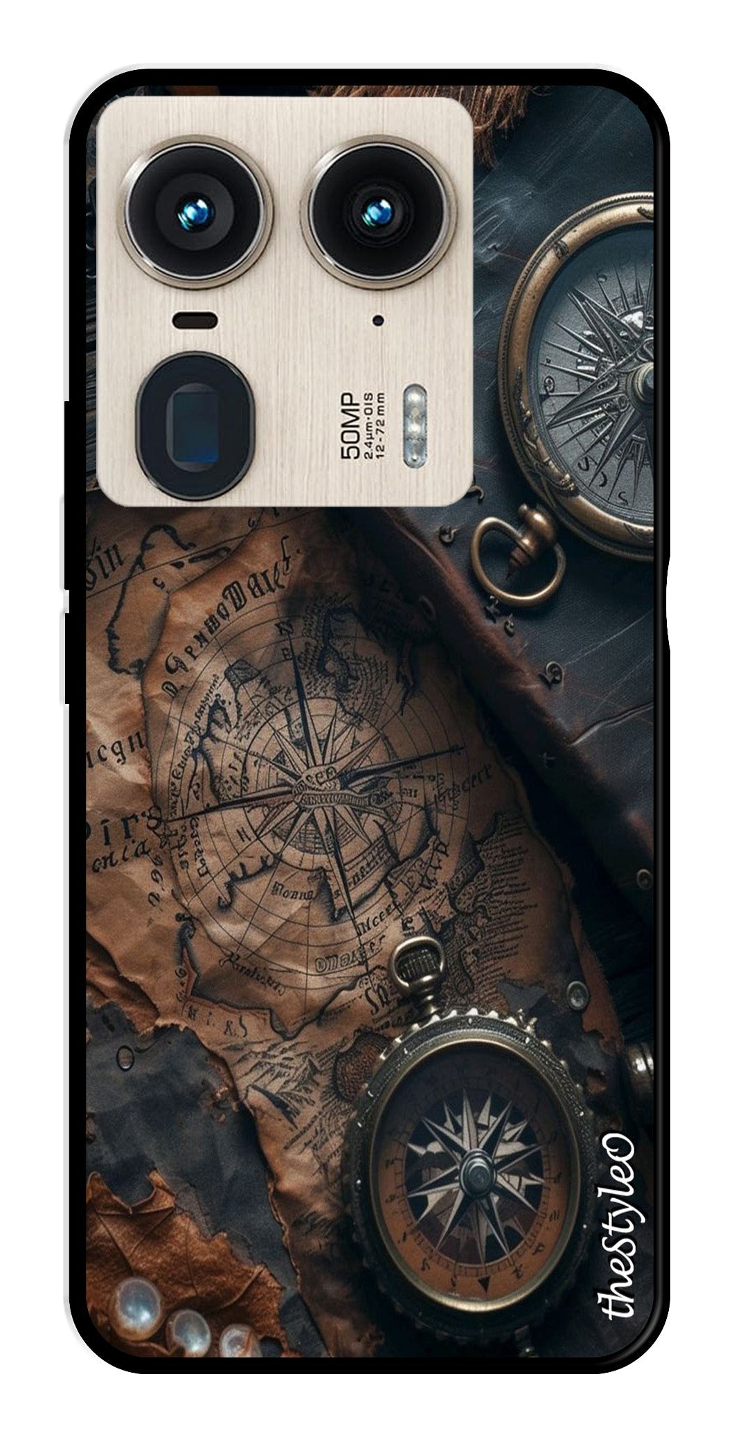 Vintage Compass Metal Mobile Case for Moto Edge 50 Ultra 5G (Design No -90)