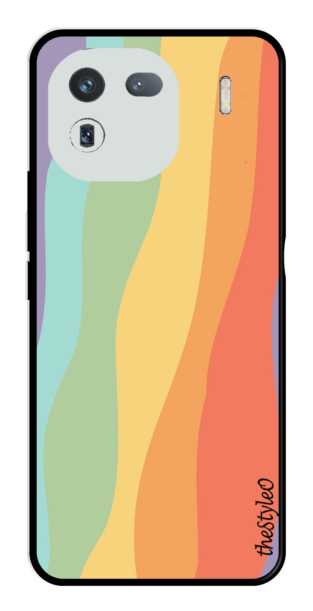 Muted Rainbow Metal Mobile Case for iQOO 12 5G (Design No -02)