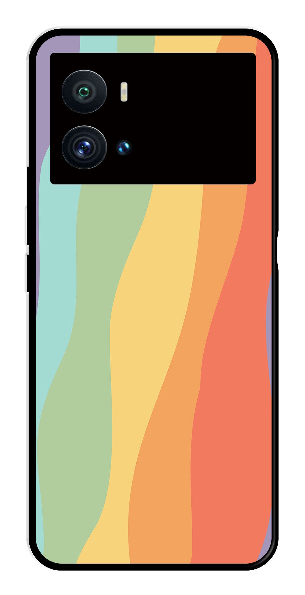 Muted Rainbow Metal Mobile Case for iQOO 9 Pro   (Design No -02)