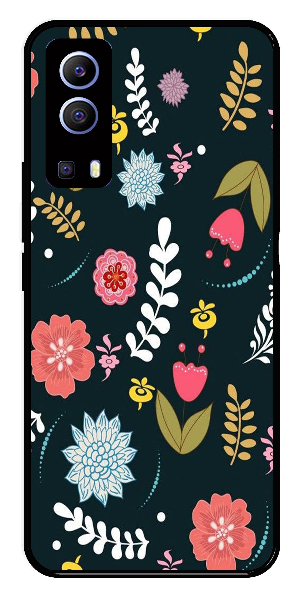 Floral Pattern2 Metal Mobile Case for iQOO Z3   (Design No -12)