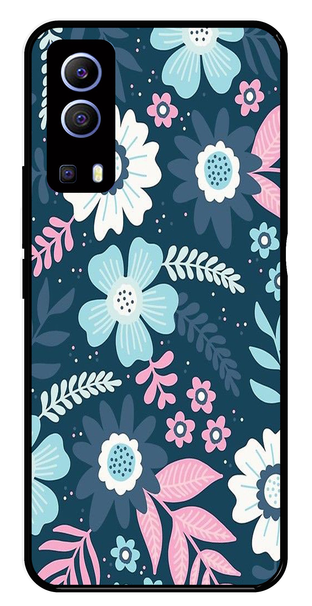 Flower Leaves Design Metal Mobile Case for iQOO Z3   (Design No -50)