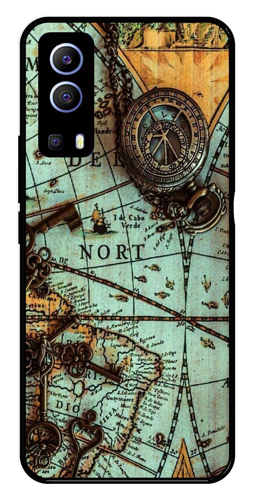 Map Design Metal Mobile Case for iQOO Z3   (Design No -54)