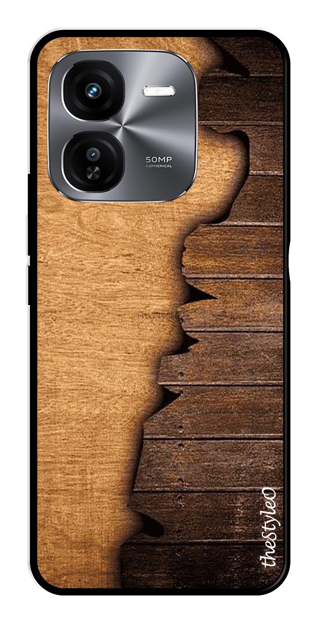 Wooden Design Metal Mobile Case for iQOO Z9X 5G (Design No -13)