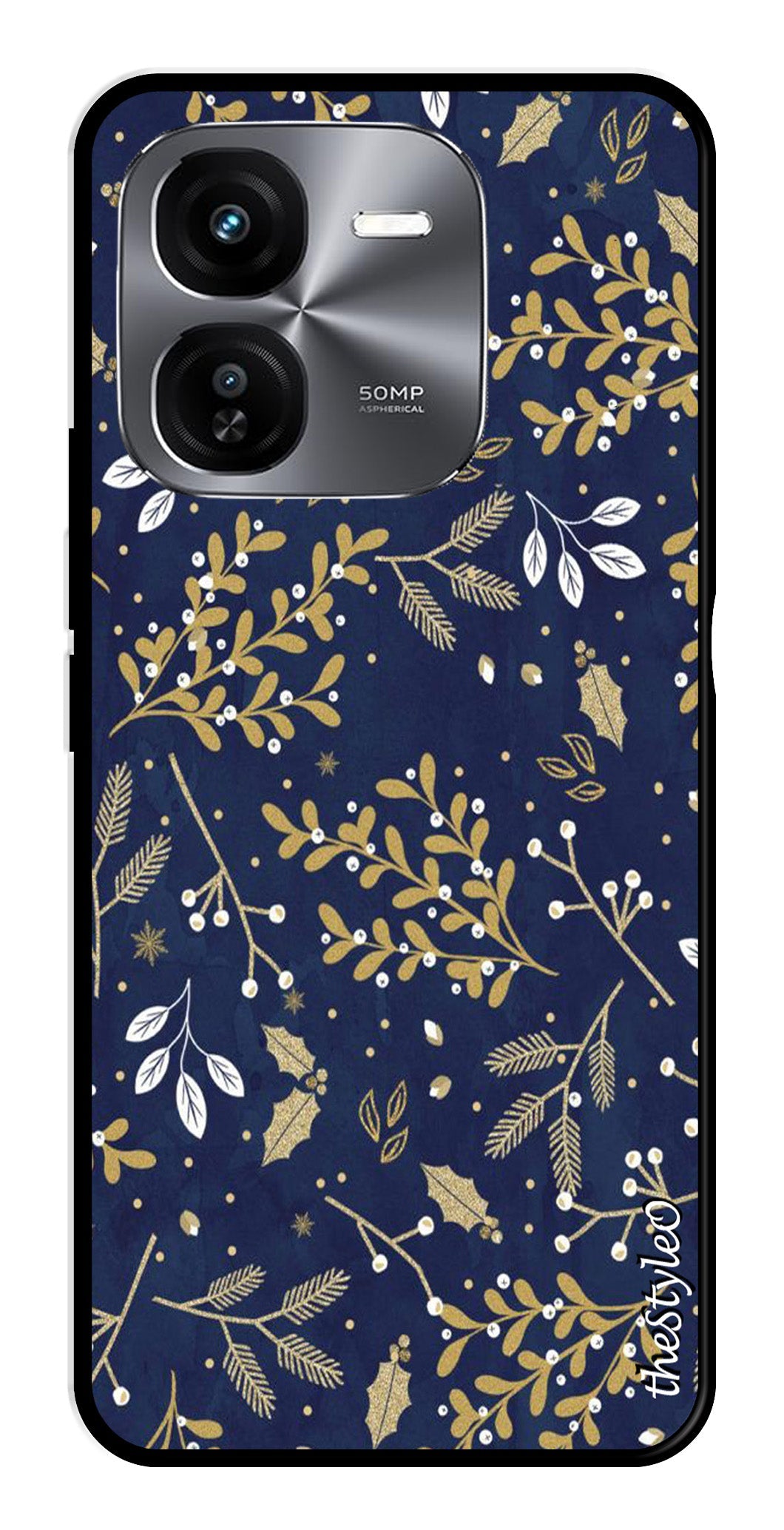 Leaves Design Metal Mobile Case for iQOO Z9X 5G (Design No -51)