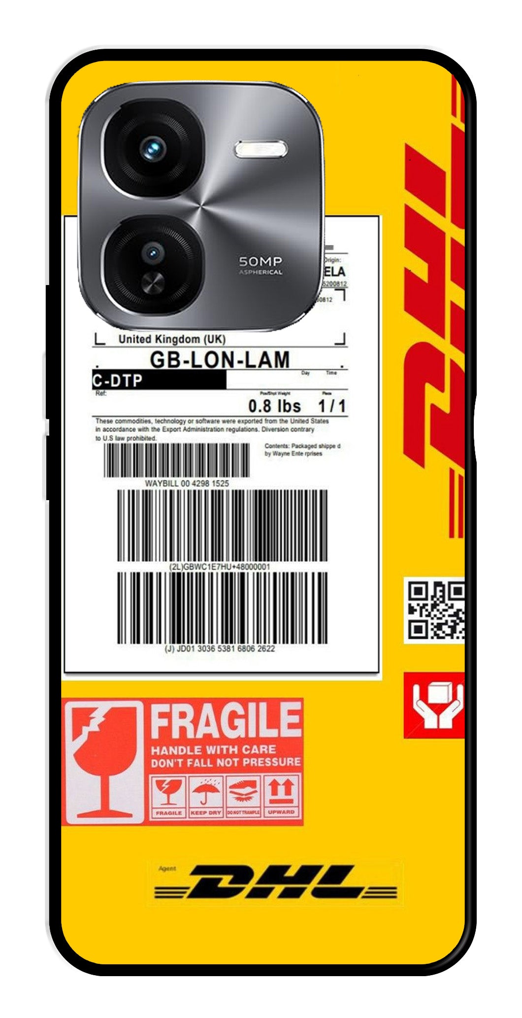 DHL Label Metal Mobile Case for iQOO Z9X 5G (Design No -61)