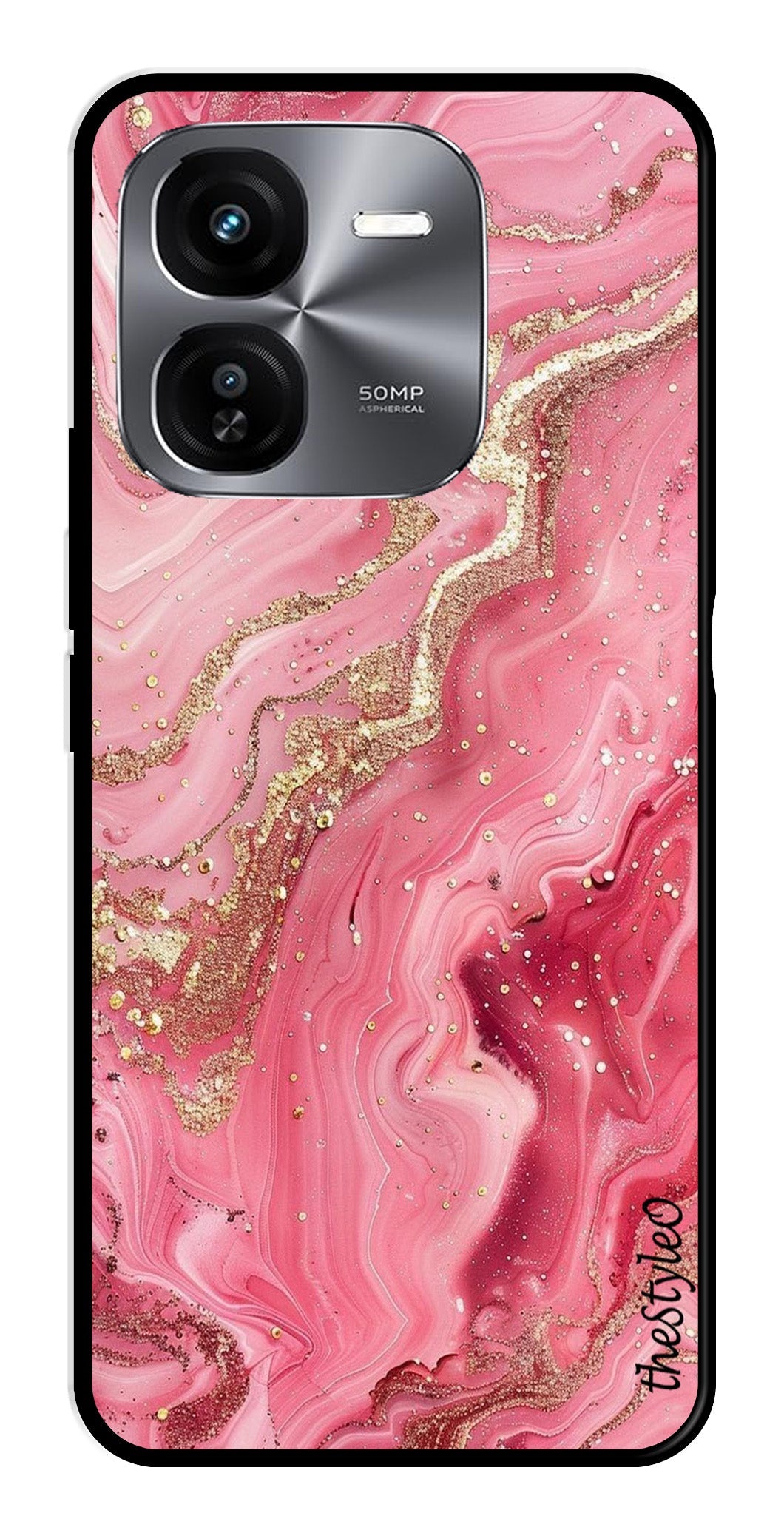 Pink Marble Metal Mobile Case for iQOO Z9X 5G (Design No -66)