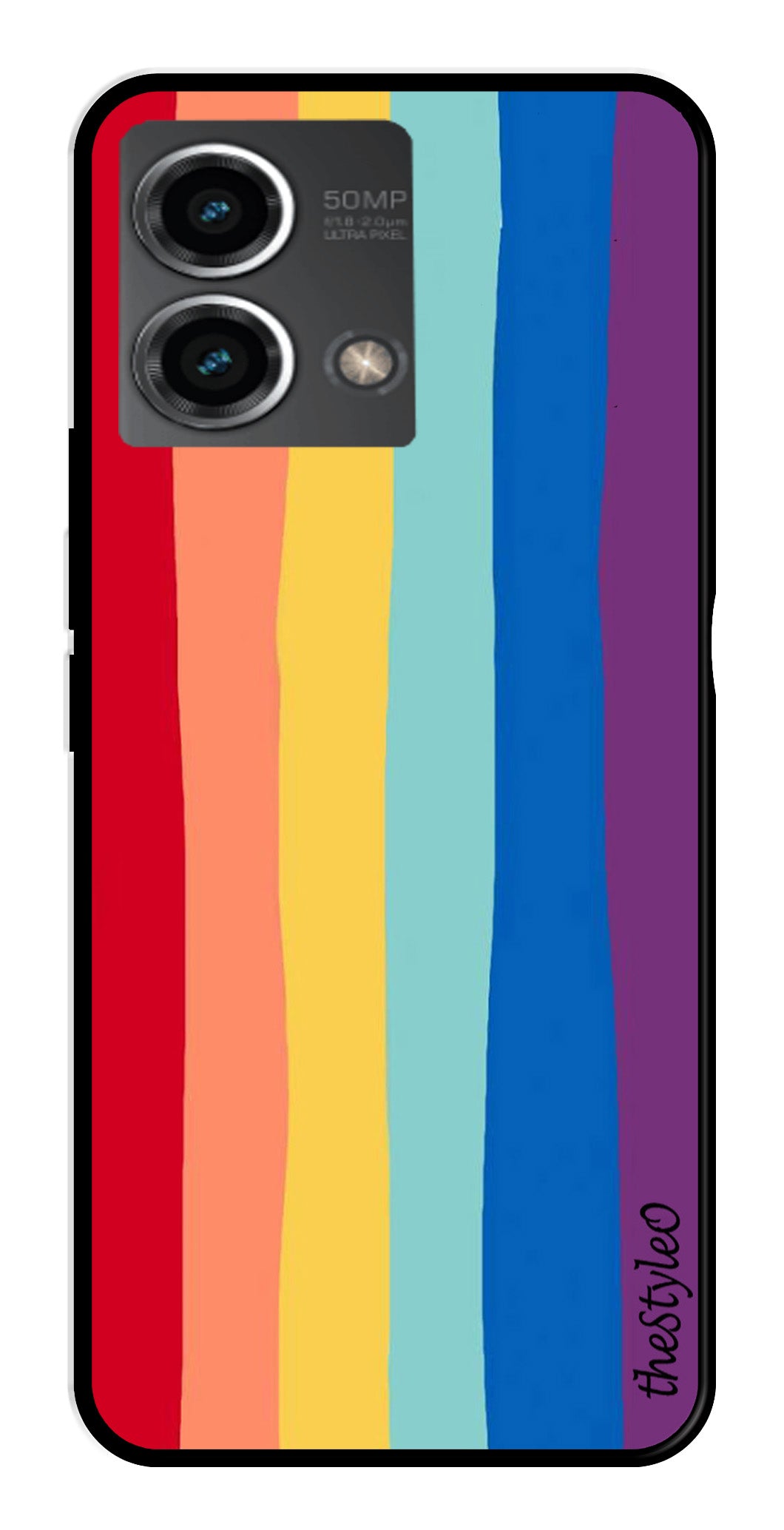 Rainbow MultiColor Metal Mobile Case for Moto G Stylus (Design No -03)