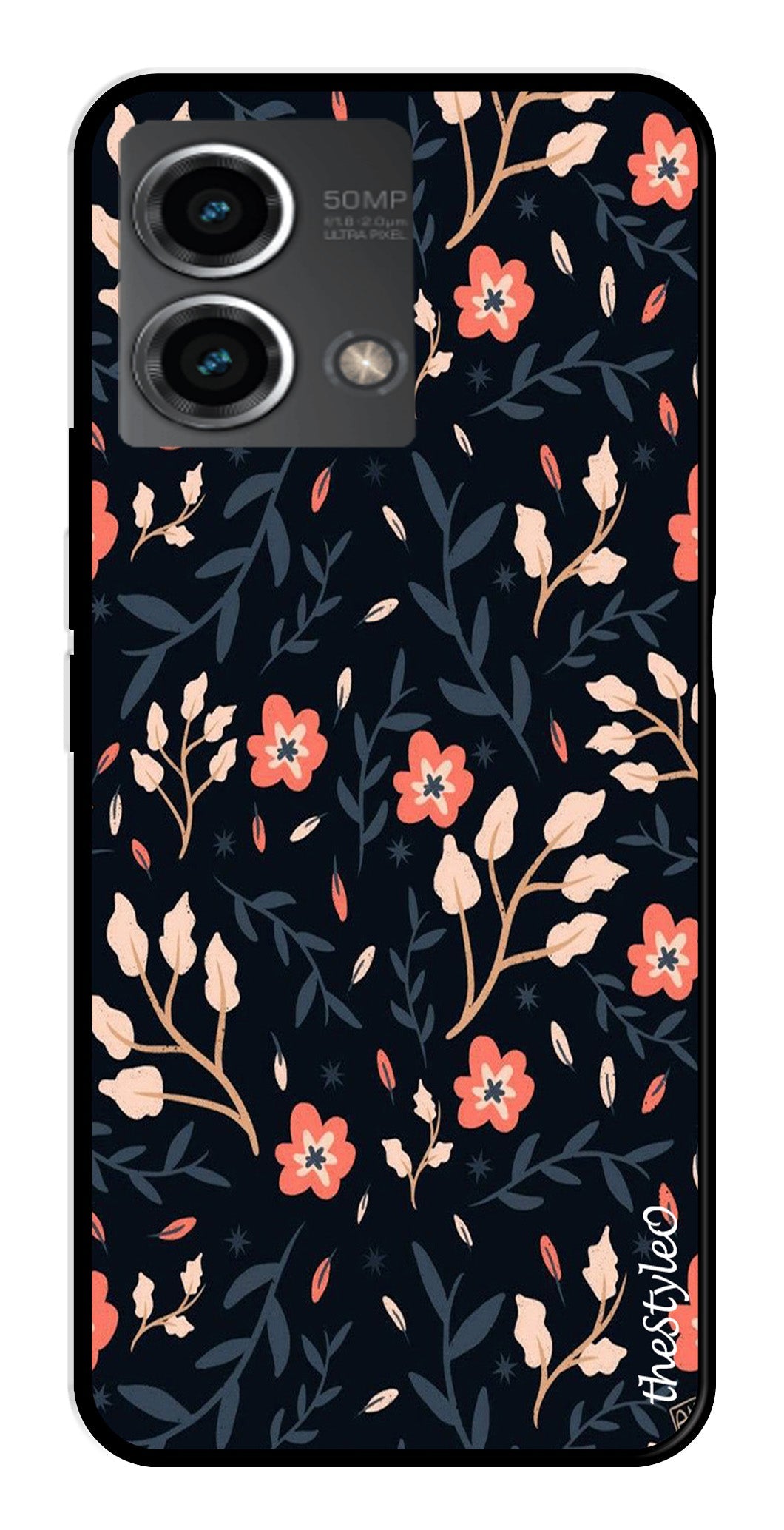 Floral Pattern Metal Mobile Case for Moto G Stylus (Design No -10)