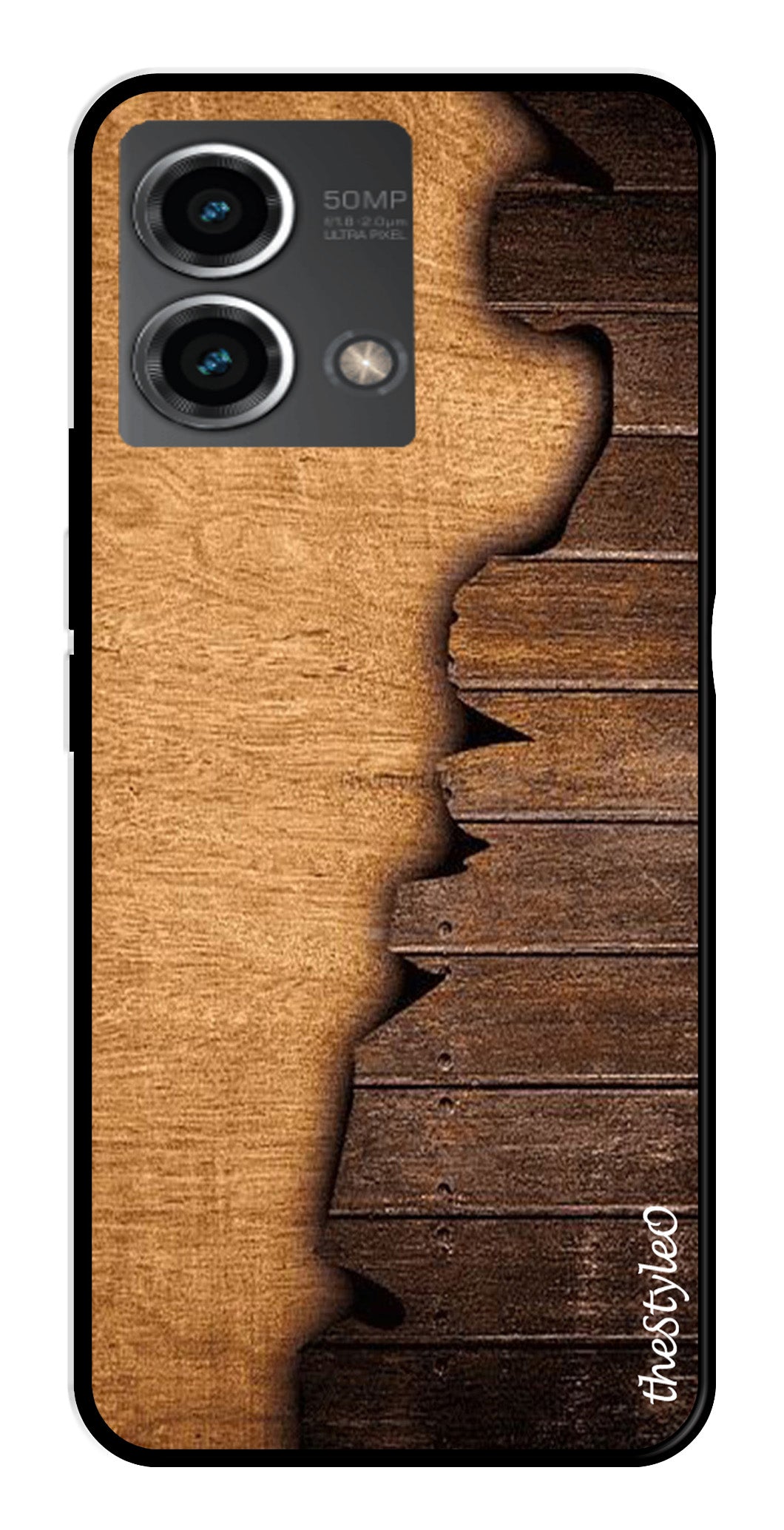 Wooden Design Metal Mobile Case for Moto G Stylus (Design No -13)