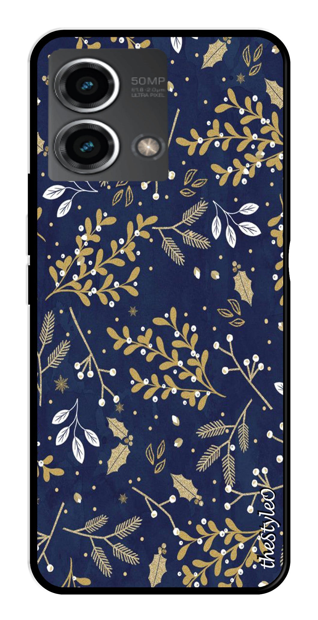 Leaves Design Metal Mobile Case for Moto G Stylus (Design No -51)