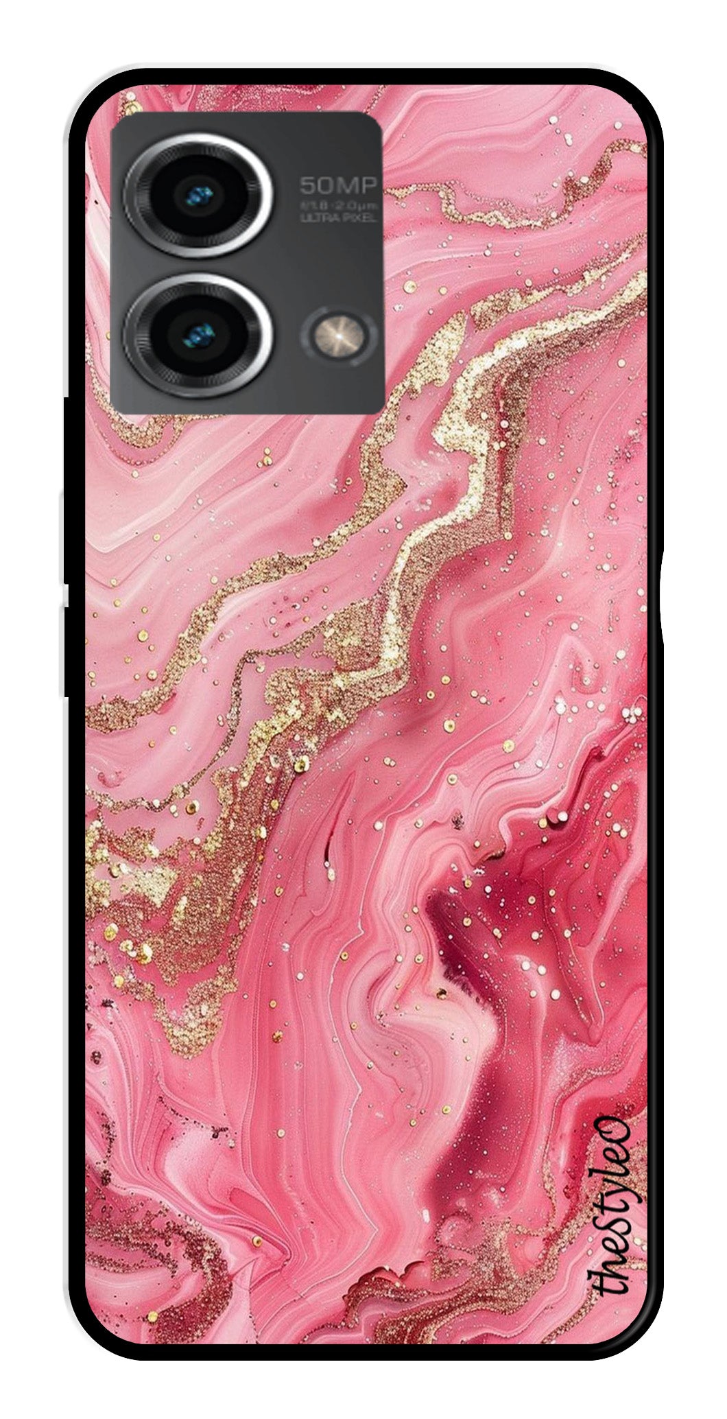 Pink Marble Metal Mobile Case for Moto G Stylus (Design No -66)