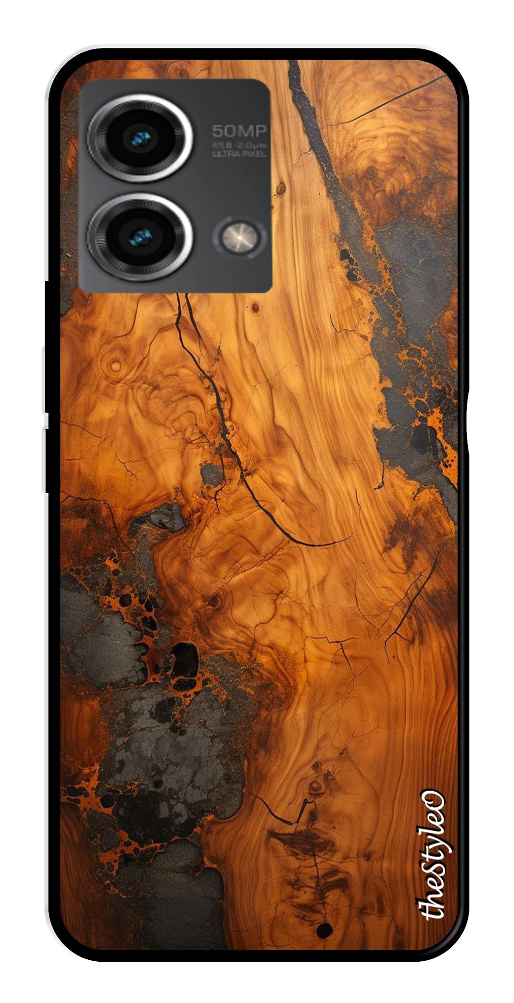 Wooden Design Metal Mobile Case for Moto G Stylus (Design No -74)