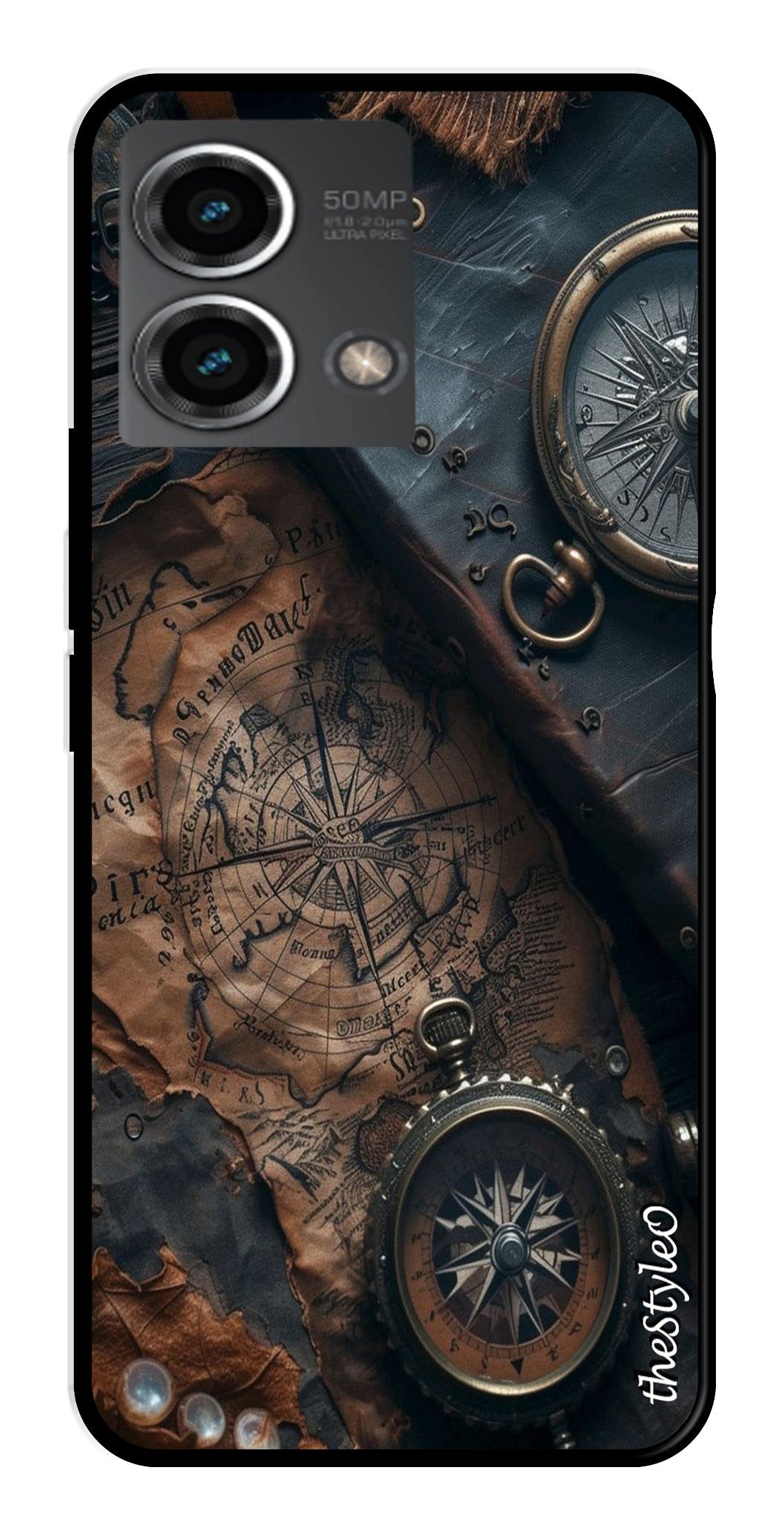 Vintage Compass Metal Mobile Case for Moto G Stylus (Design No -90)