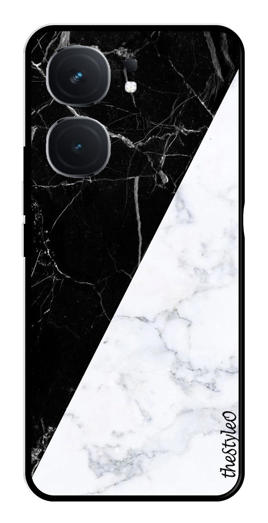 Black White Marble Design Metal Mobile Case for iQOO Neo 9 Pro 5G (Design No -09)