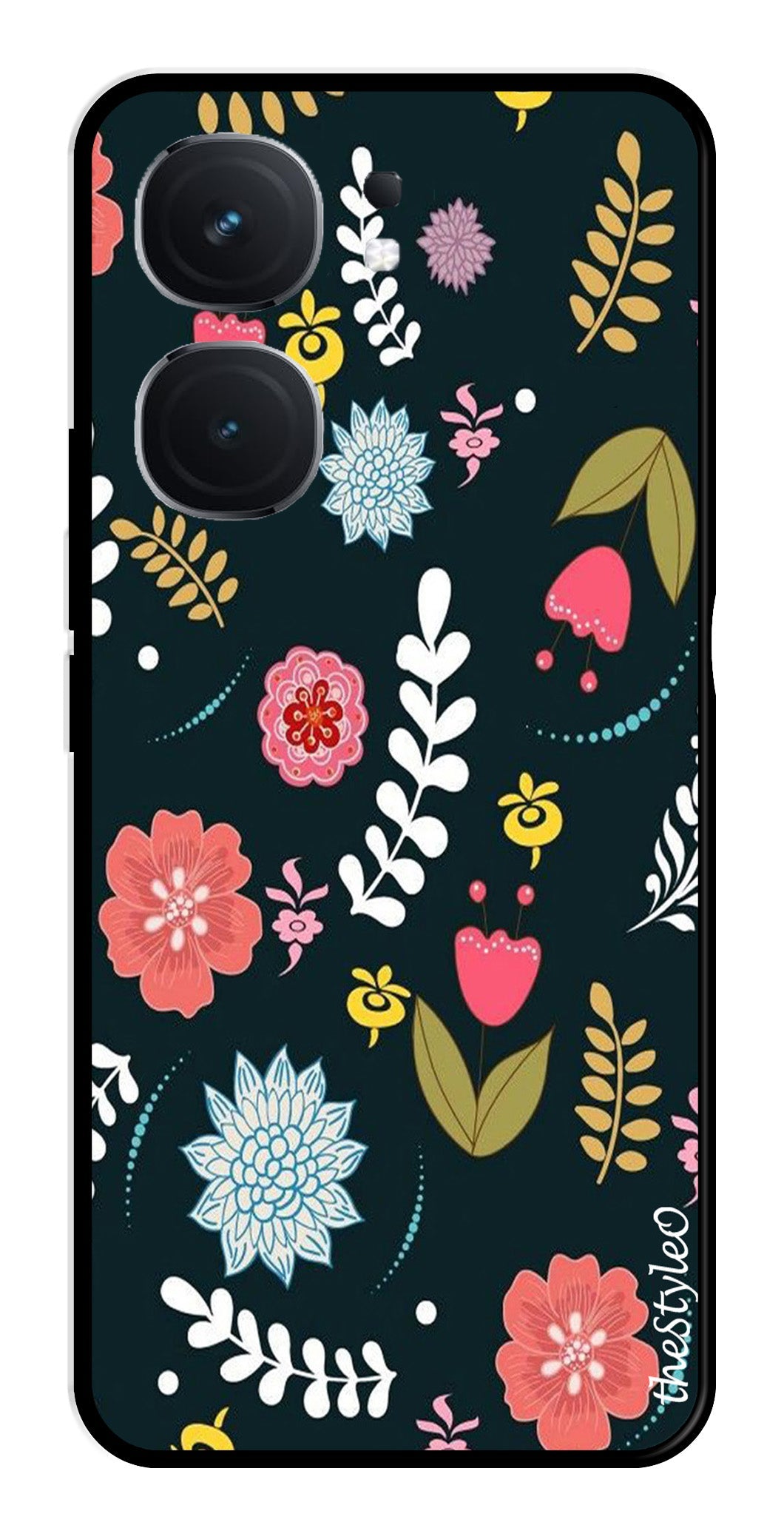 Floral Pattern2 Metal Mobile Case for iQOO Neo 9 Pro 5G (Design No -12)