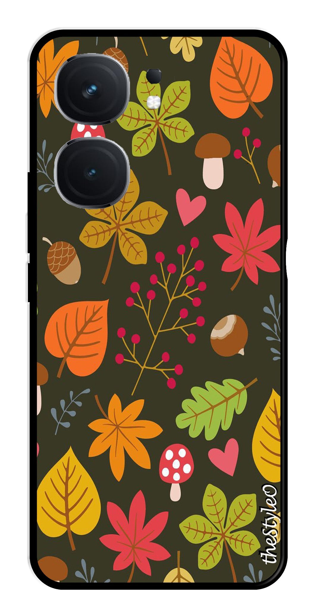 Flower Leaves Design Metal Mobile Case for iQOO Neo 9 Pro 5G (Design No -50)