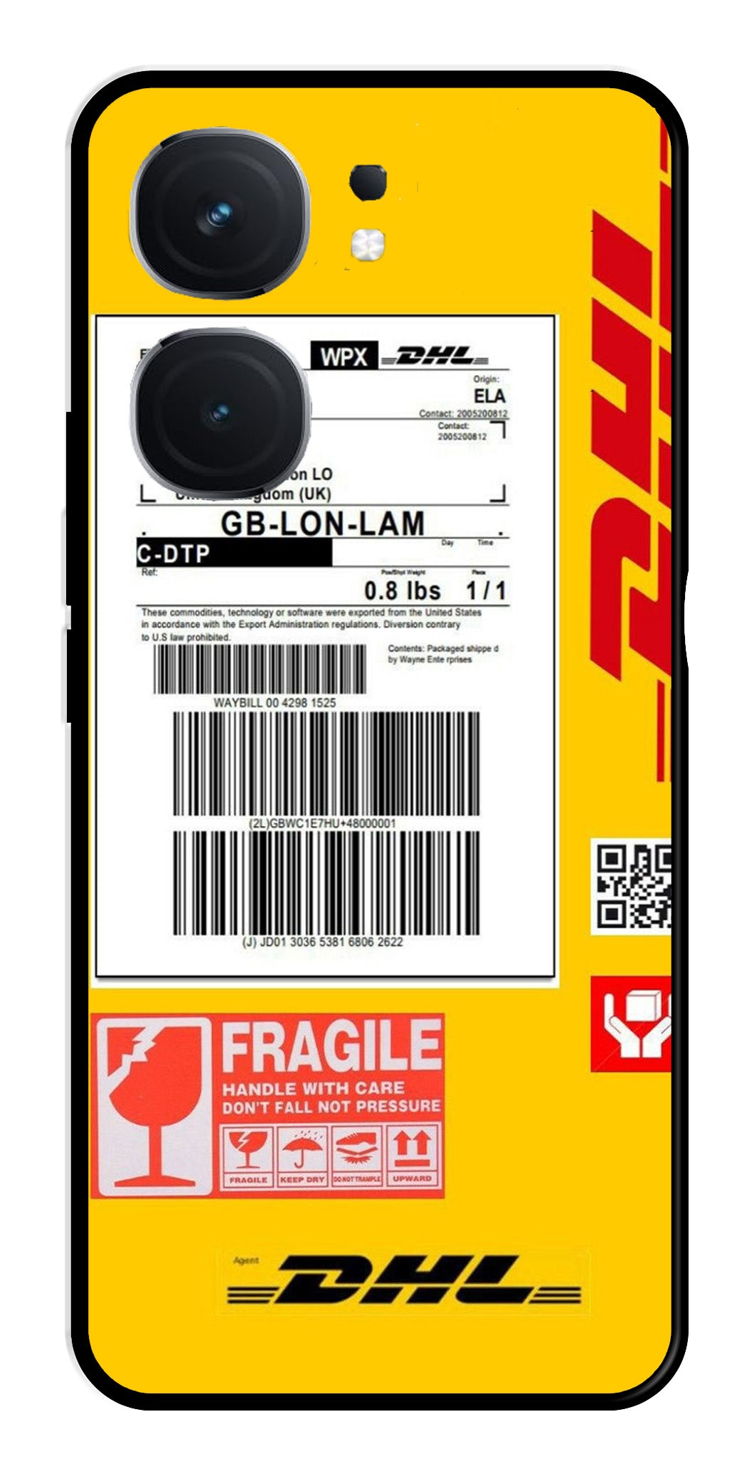 DHL Label Metal Mobile Case for iQOO Neo 9 Pro 5G (Design No -61)