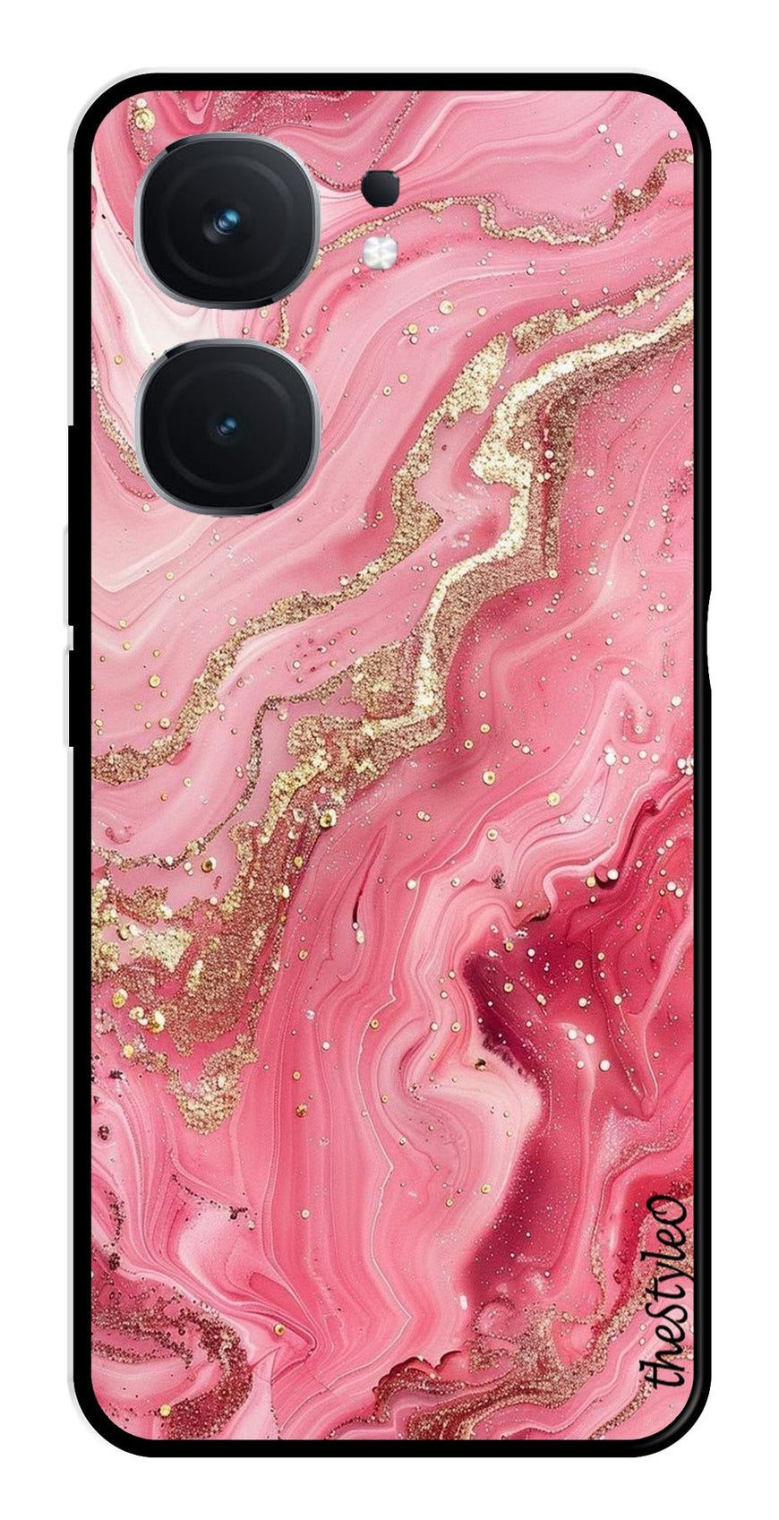 Pink Marble Metal Mobile Case for iQOO Neo 9 Pro 5G (Design No -66)