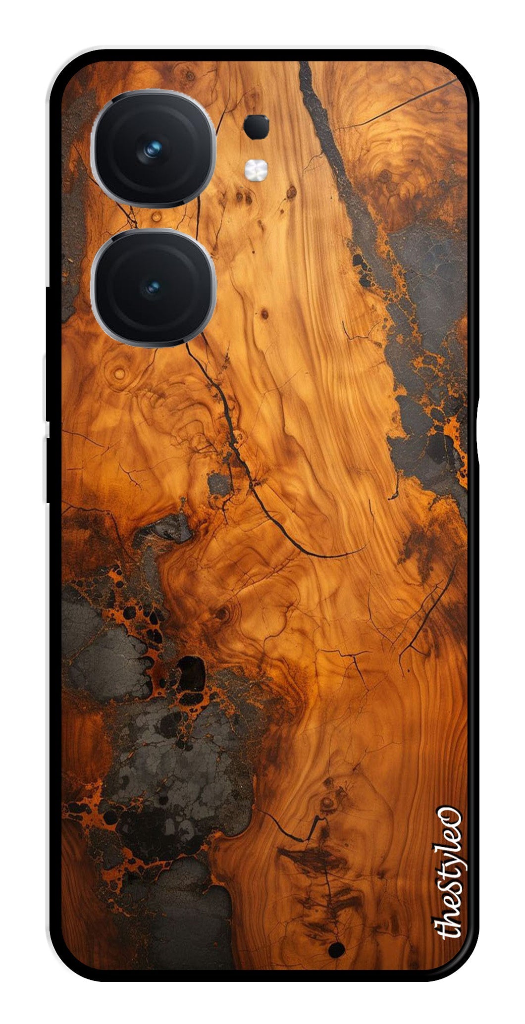 Wooden Design Metal Mobile Case for iQOO Neo 9 Pro 5G (Design No -74)