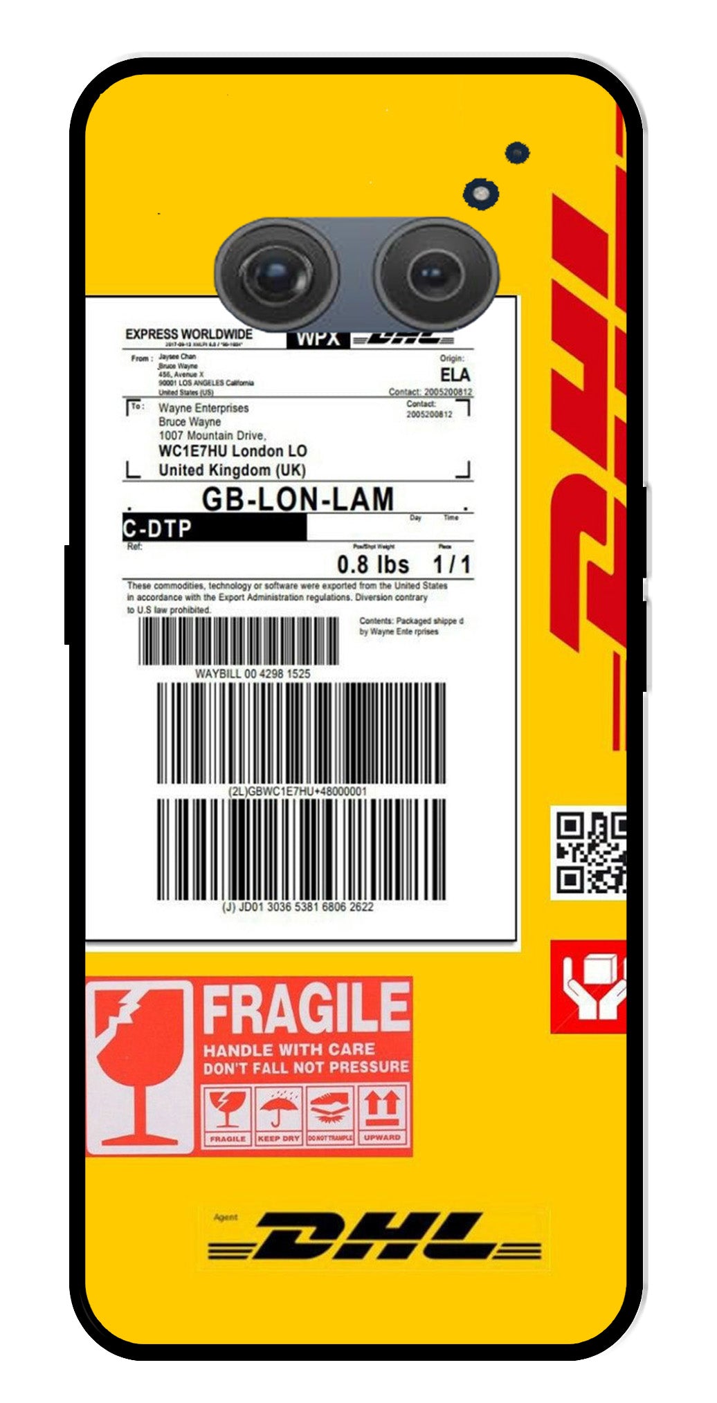 DHL Label Metal Mobile Case for Redmi 10 Prime (Design No -61)