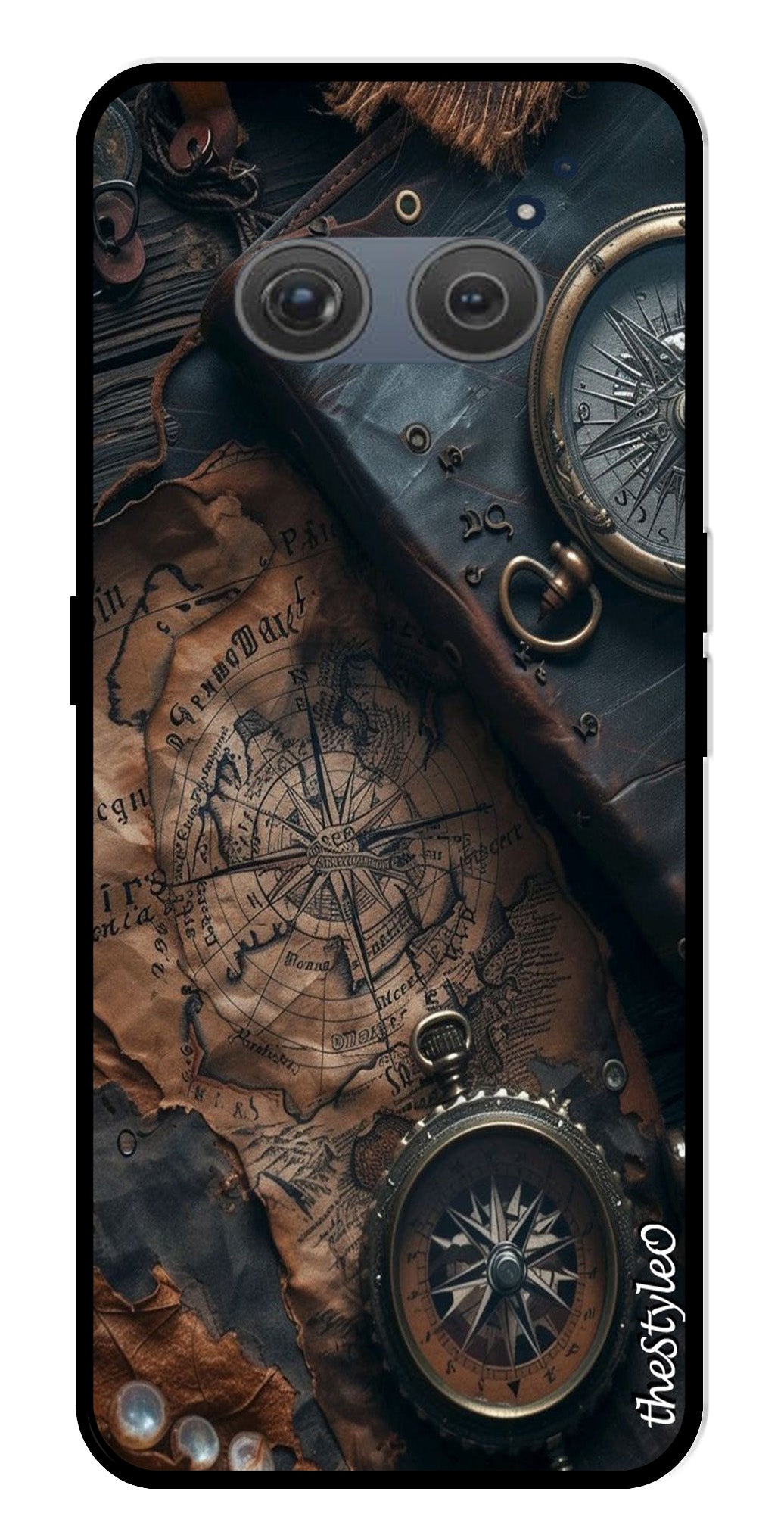 Vintage Compass Metal Mobile Case for Redmi 10 Prime (Design No -90)