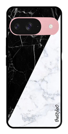 Black White Marble Design Metal Mobile Case for Google Pixel 9 Pro