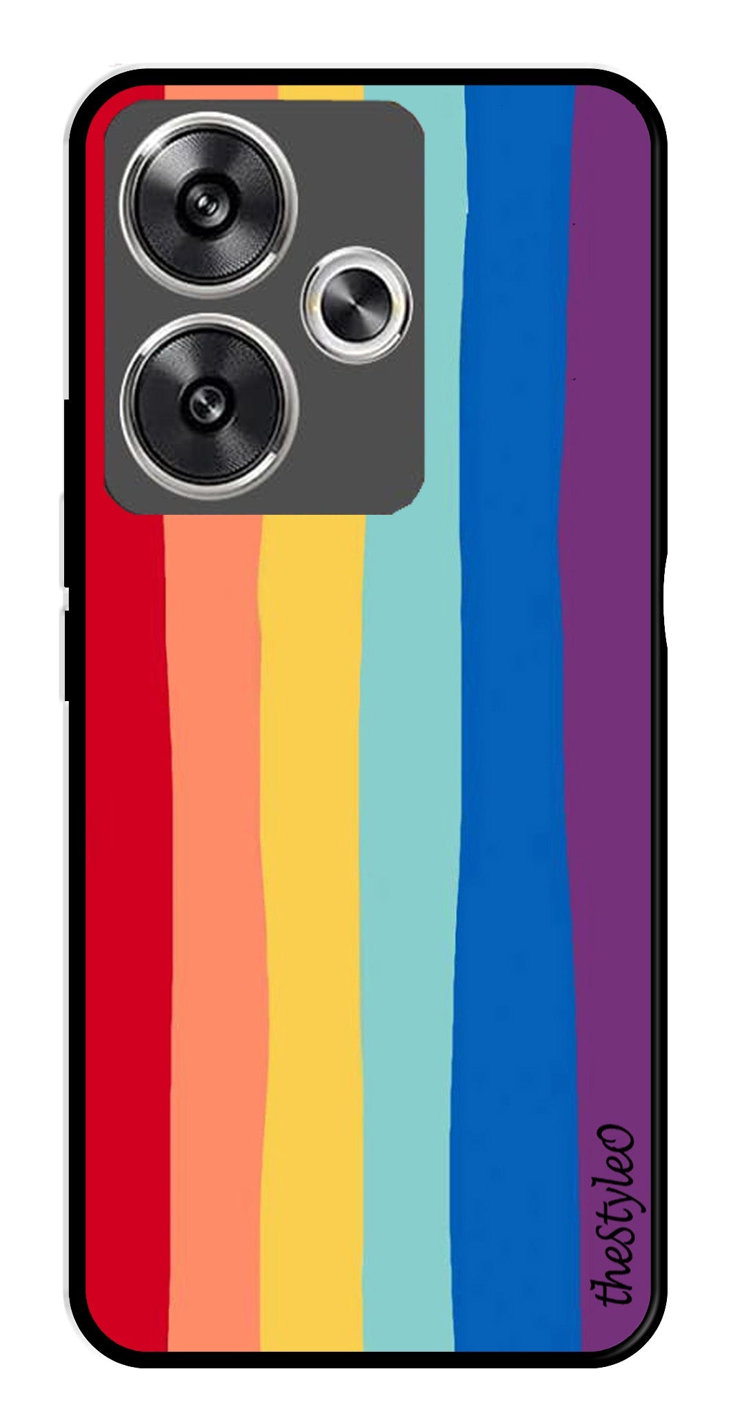 Rainbow MultiColor Metal Mobile Case for Poco F6 5G (Design No -03)