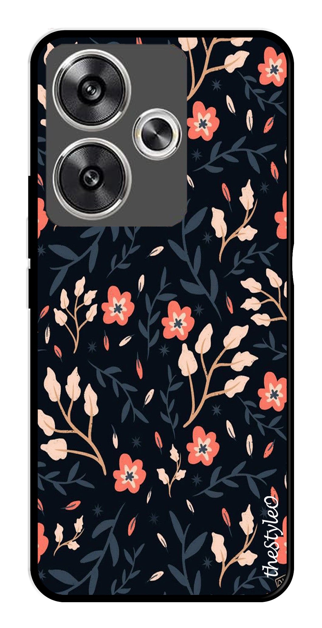 Floral Pattern Metal Mobile Case for Poco F6 5G (Design No -10)