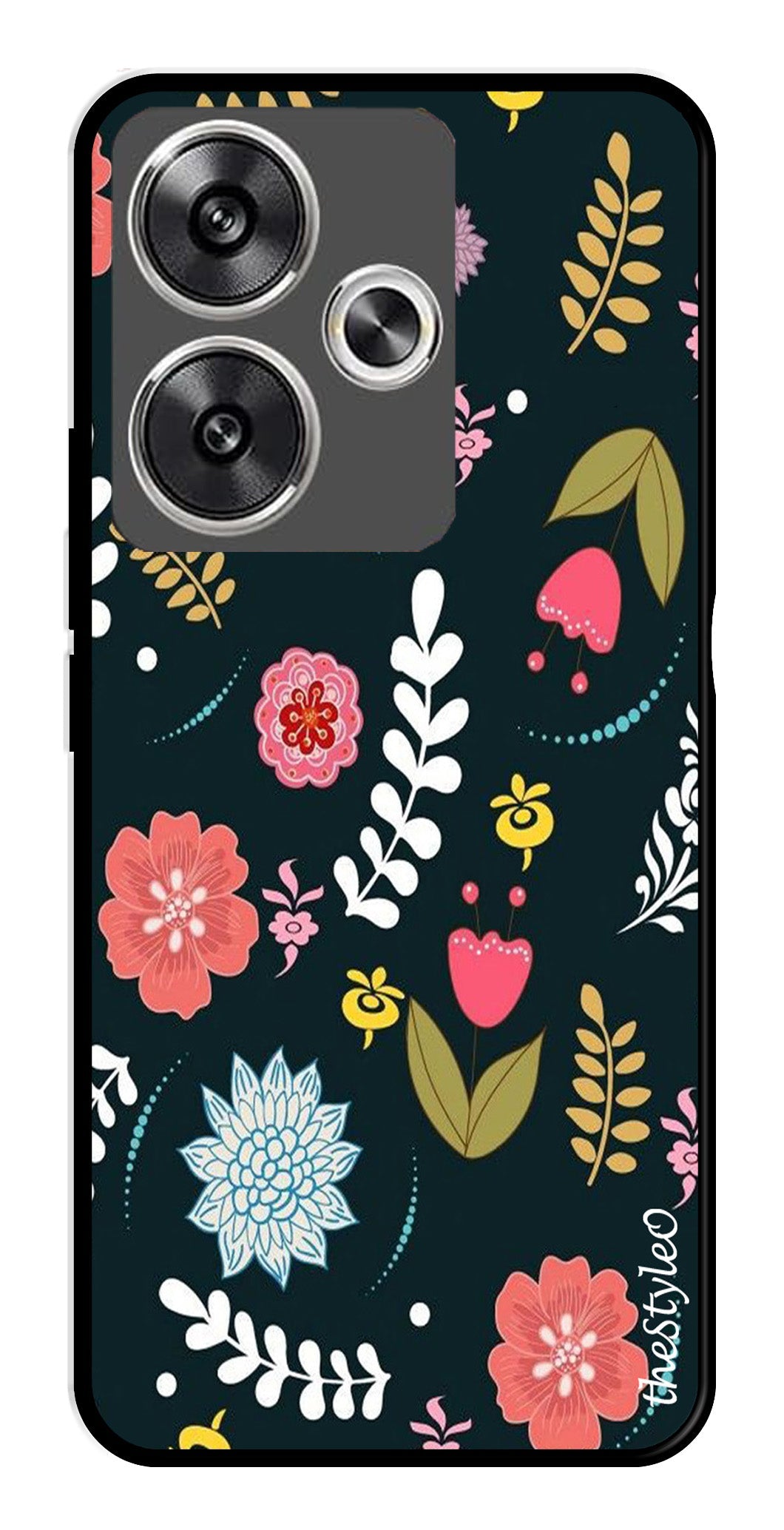 Floral Pattern2 Metal Mobile Case for Poco F6 5G (Design No -12)