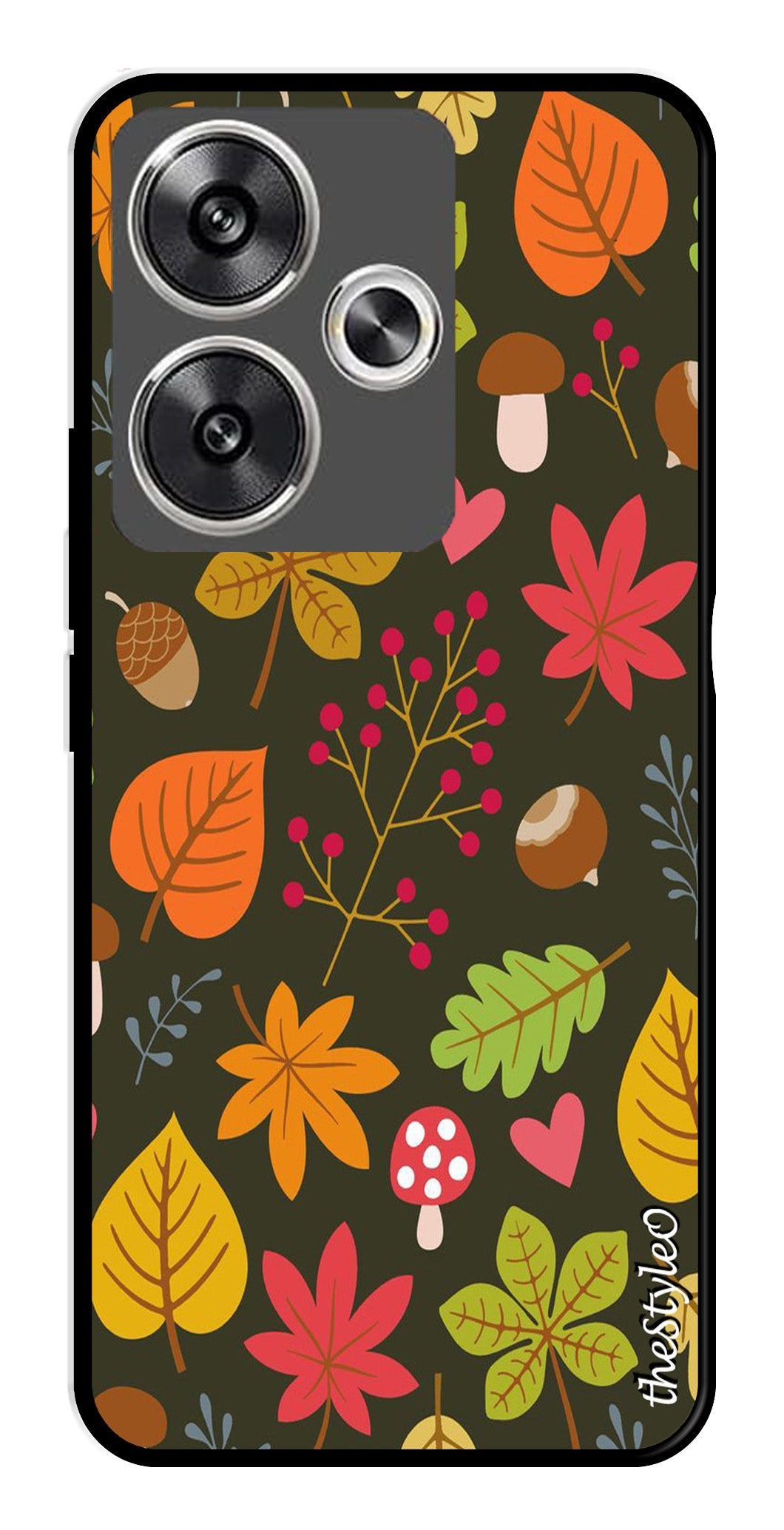 Flower Leaves Design Metal Mobile Case for Poco F6 5G (Design No -50)