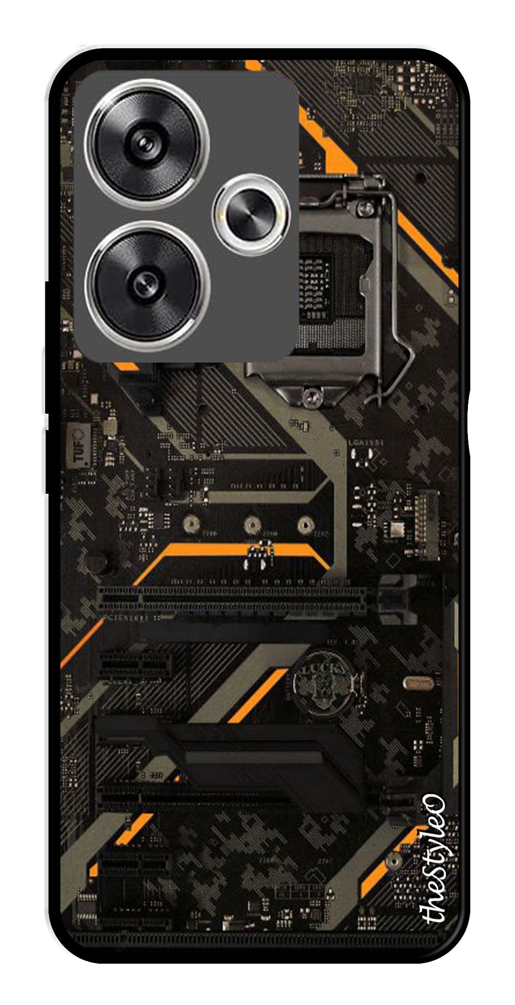 Circuit Design Metal Mobile Case for Poco F6 5G (Design No -63)