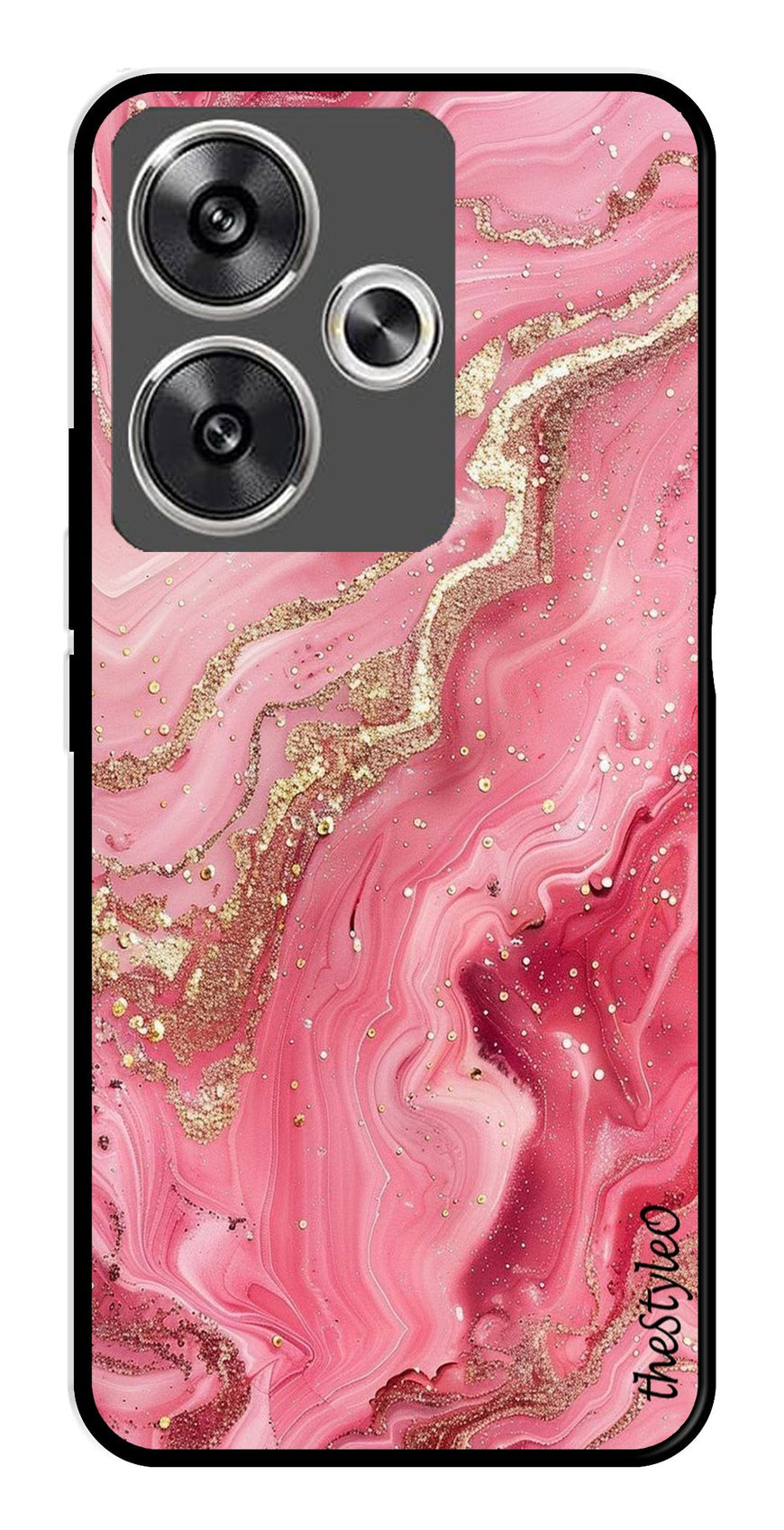 Pink Marble Metal Mobile Case for Poco F6 5G (Design No -66)