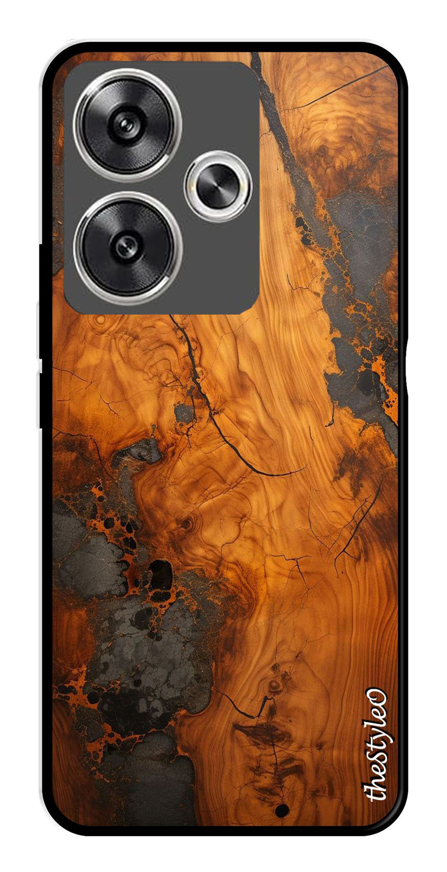 Wooden Design Metal Mobile Case for Poco F6 5G (Design No -74)