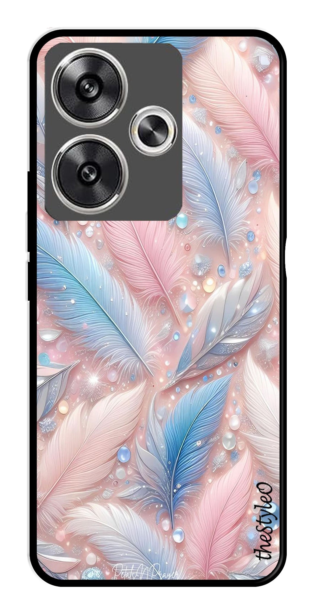 Feather Design Metal Mobile Case for Poco F6 5G (Design No -85)