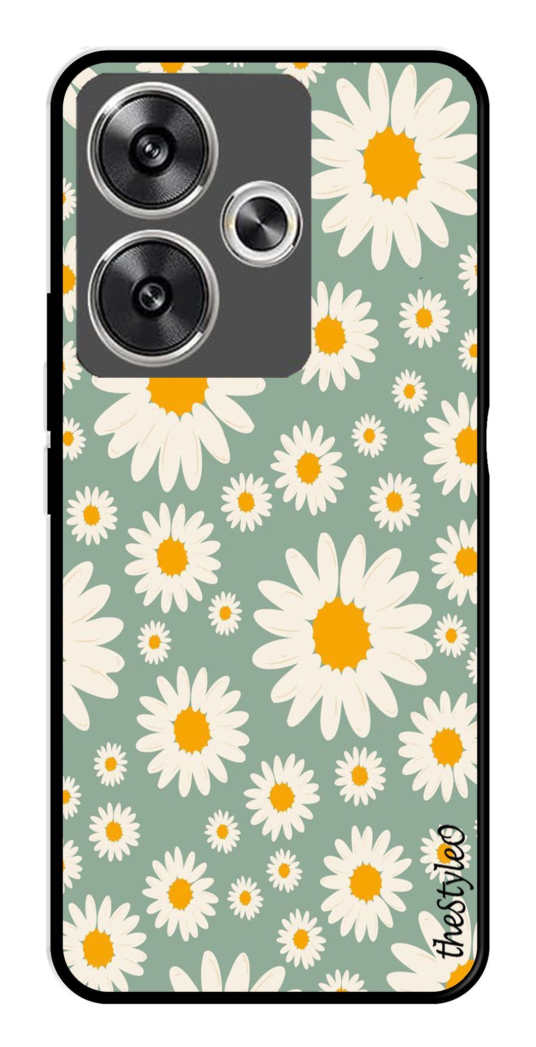 Floral Design Metal Mobile Case for Poco F6 5G (Design No -87)