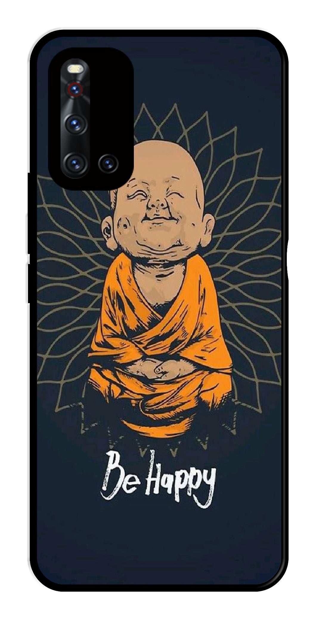 Be Happy Metal Mobile Case for Vivo V19   (Design No -27)