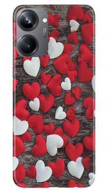 Red White Hearts Mobile Back Case for Realme 10 Pro 5G  (Design - 105)