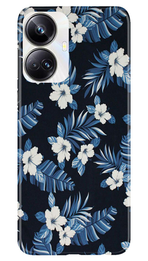 White flowers Blue Background2 Case for Realme 10 Pro Plus 5G