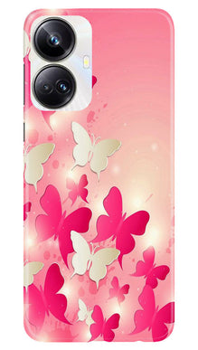 White Pick Butterflies Mobile Back Case for Realme 10 Pro Plus 5G (Design - 28)