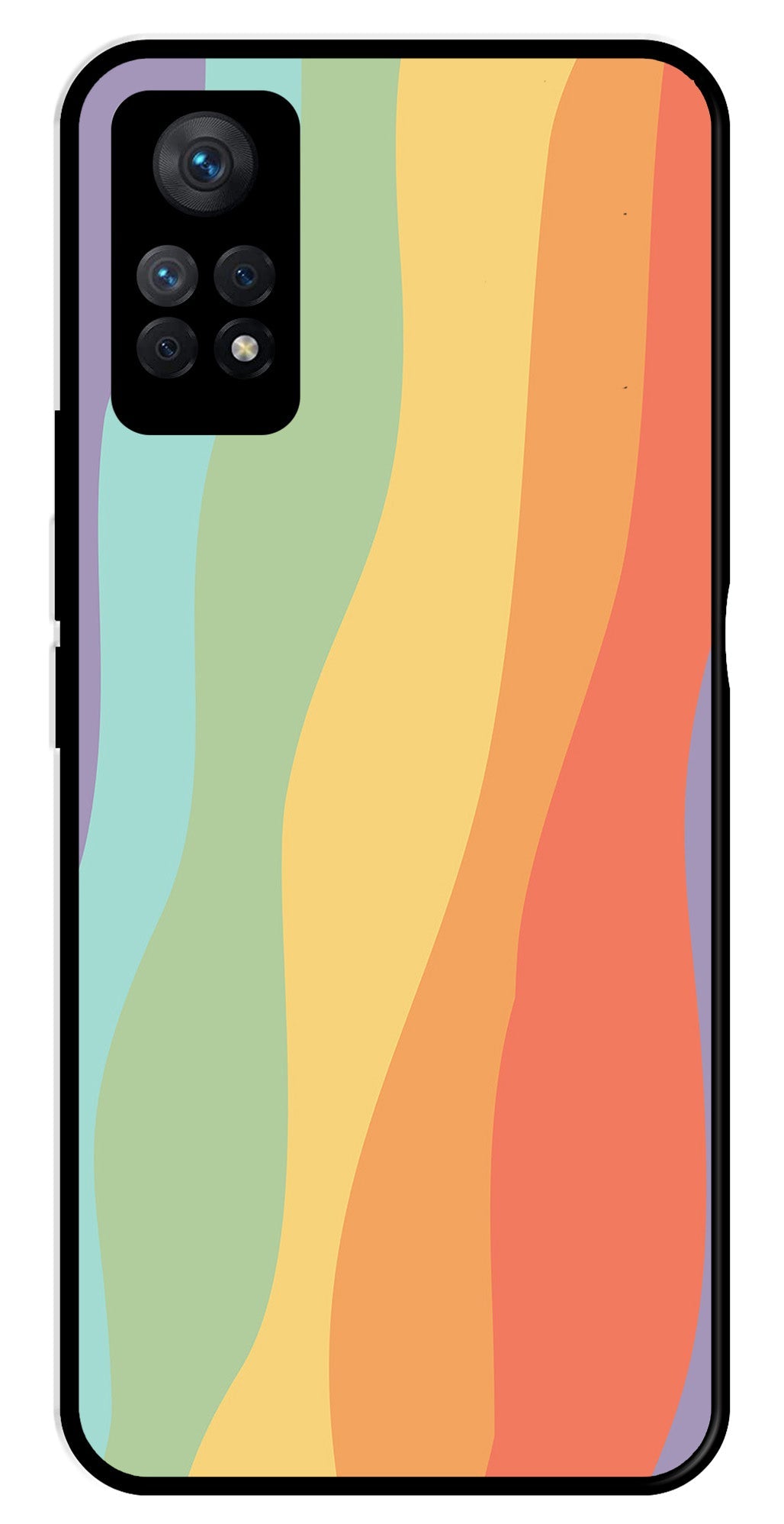 Muted Rainbow Metal Mobile Case for Redmi Note 11 Pro   (Design No -02)