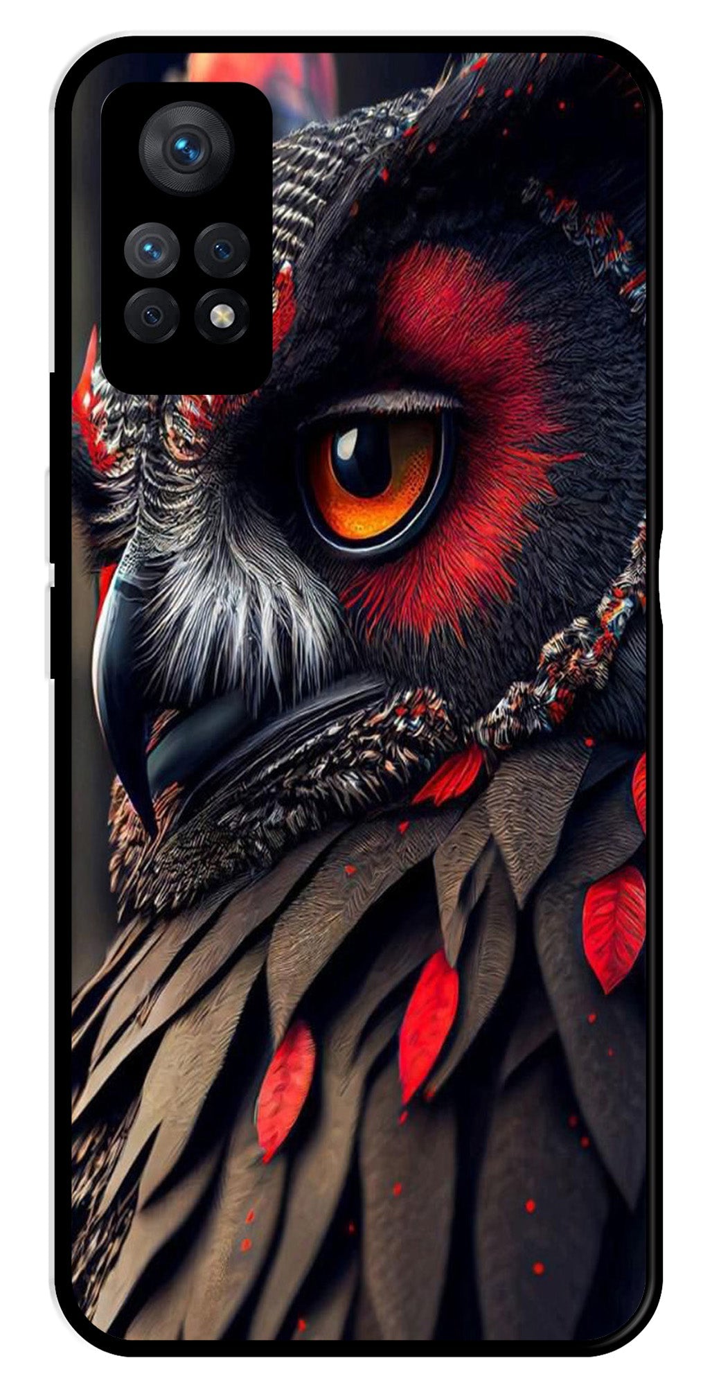 Owl Design Metal Mobile Case for Redmi Note 11 Pro   (Design No -26)