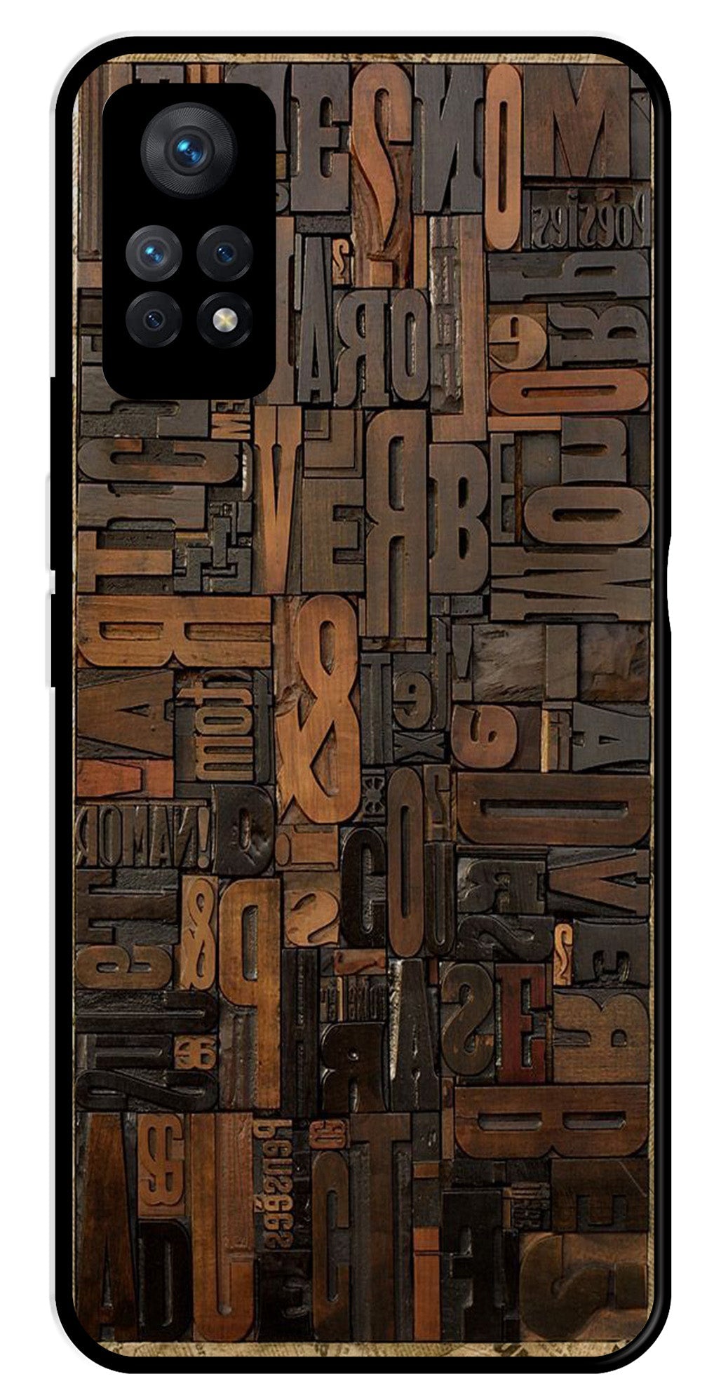 Alphabets Metal Mobile Case for Redmi Note 11 Pro   (Design No -32)