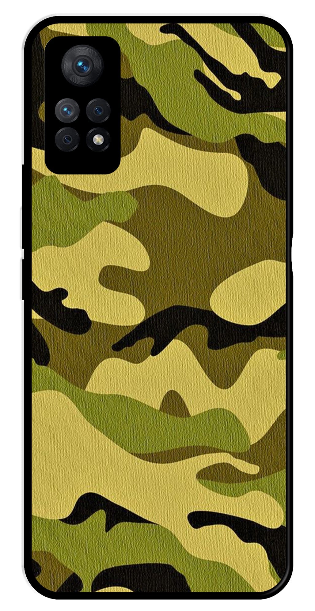 Army Pattern Metal Mobile Case for Redmi Note 11 Pro   (Design No -35)