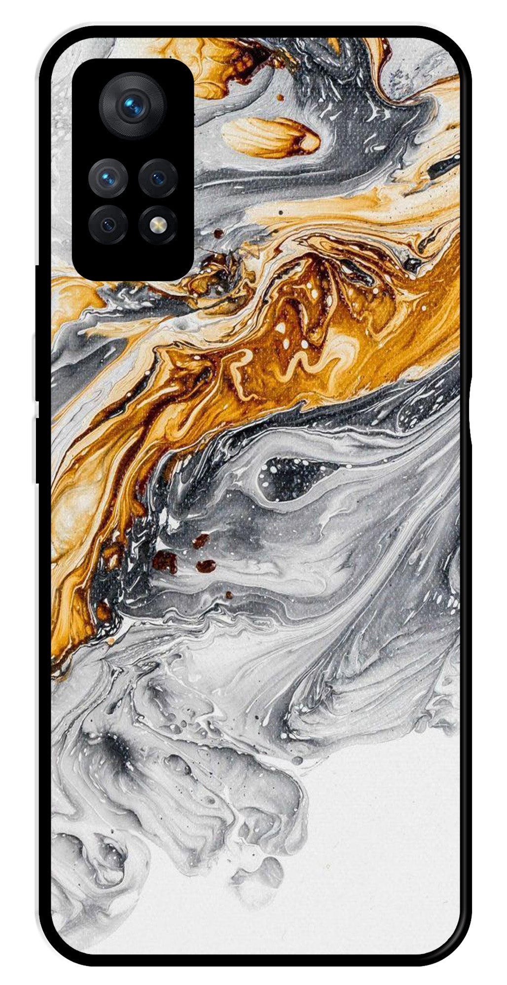 Marble Pattern Metal Mobile Case for Redmi Note 11 Pro   (Design No -36)